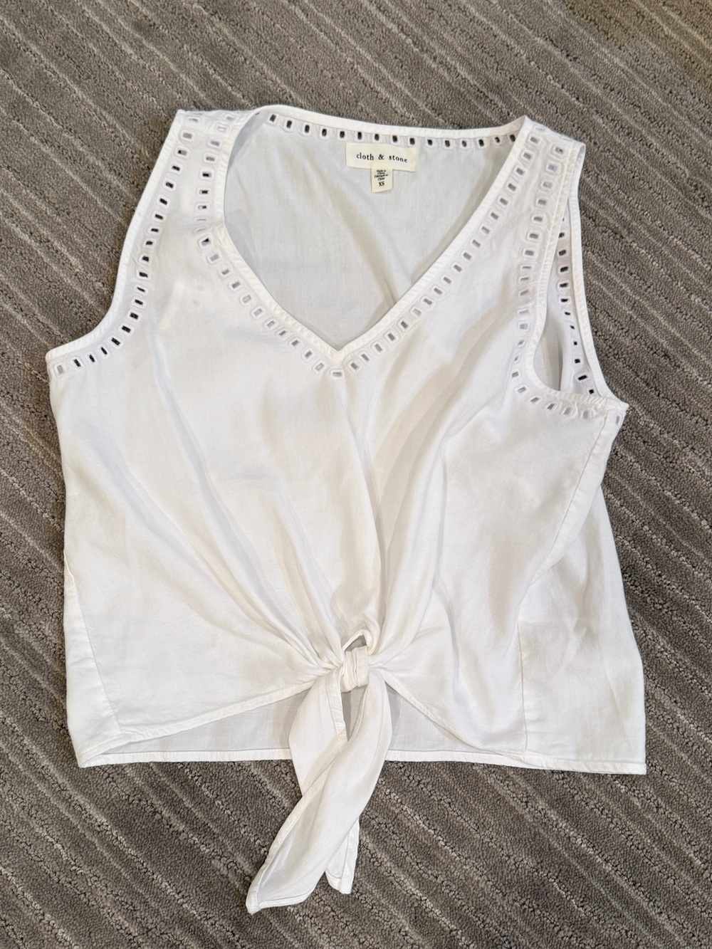 cloth and stone white v neck tank top tie front
